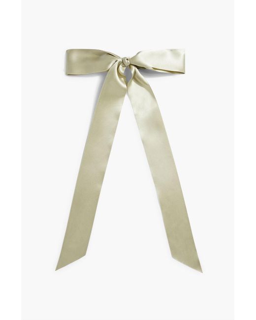 Jennifer Behr White Darla Silk-Satin Bow Hair Clip