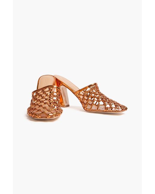 STUDIO AMELIA White Silas 90 Woven Mirrored Mules