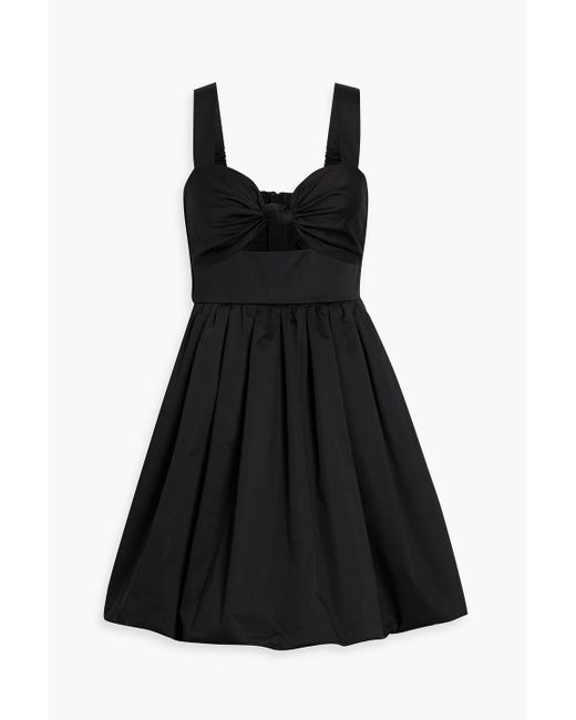 Cara Cara Black Claribelle Pleated Cutout Stretch Cotton-poplin Mini Dress
