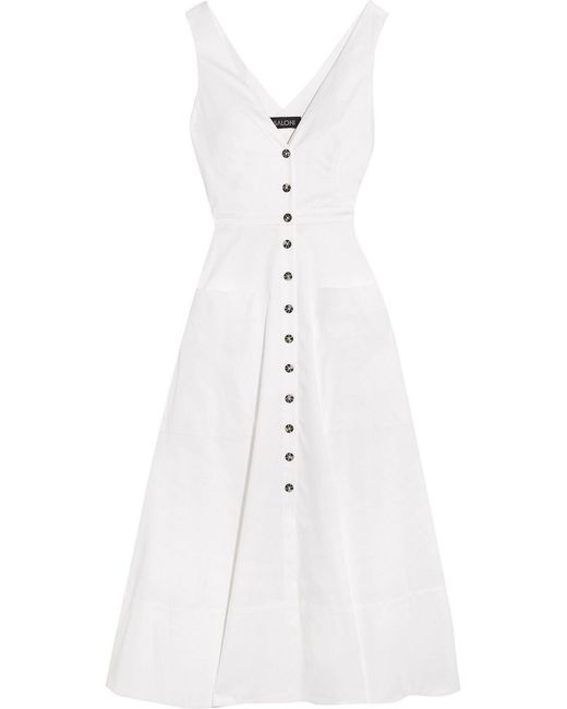 Saloni White Zoe Cutout Cotton-blend Dress