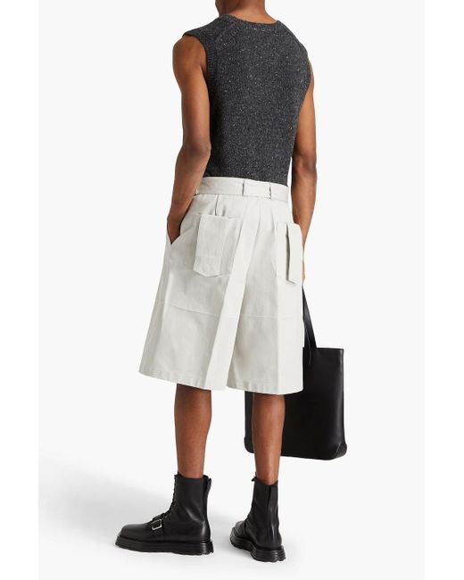Jil Sander White Belted Cotton-twill Shorts for men
