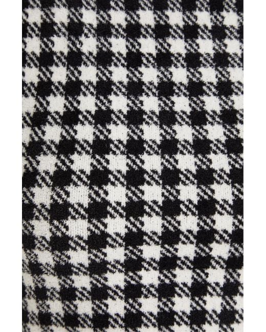 Sandro Black Cropped Gingham Jacquard-knit Top