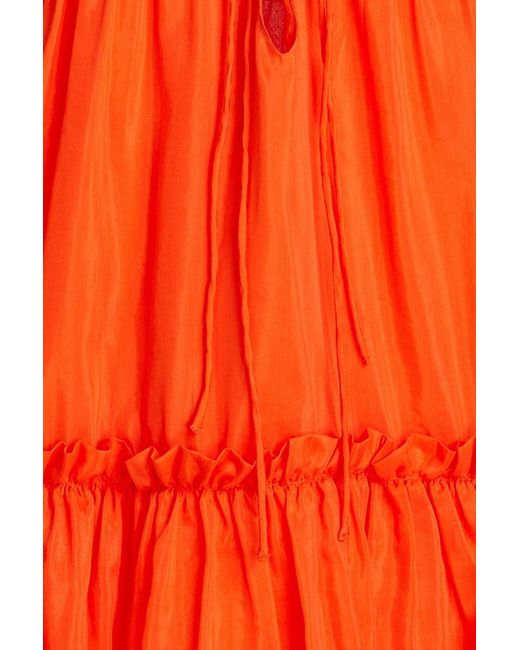 Nicholas Orange Shirred Cotton And Silk-blend Voile Mini Dress