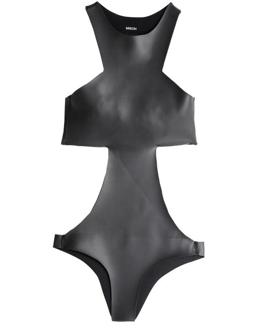 Mikoh Swimwear Black Badeanzug Aus Beschichtetem Neopren Mit Cut-outs