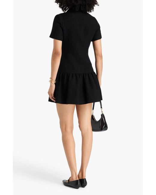 Sandro Black Gathered Tweed Mini Dress