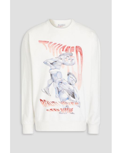 J.W. Anderson Sweatshirt aus baumwollfrottee mit print in White für Herren
