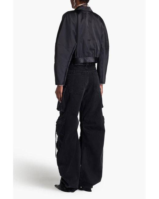 Ganni Black Cropped Satin Jacket