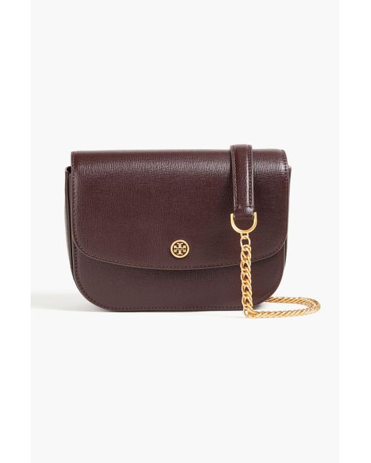 Tory Burch Purple Robinson Textured-leather Shoulder Bag