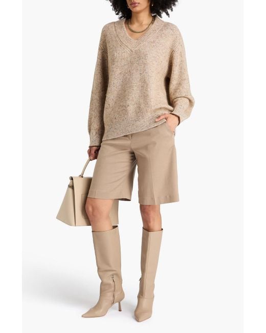 Brunello Cucinelli Natural Pullover aus einer wollmischung mit zierperlen