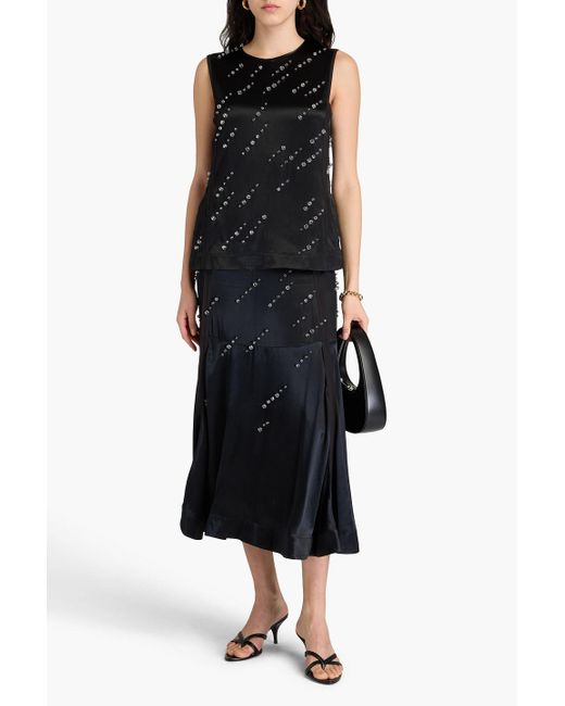 3.1 Phillip Lim Black Bead-Embellished Satin Top