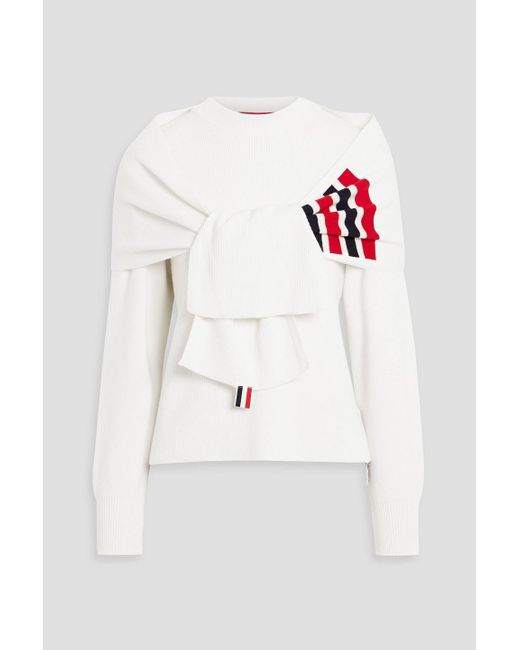 Thom Browne White Layered Ribbed Cashmere And Wool-Blend Sweater
