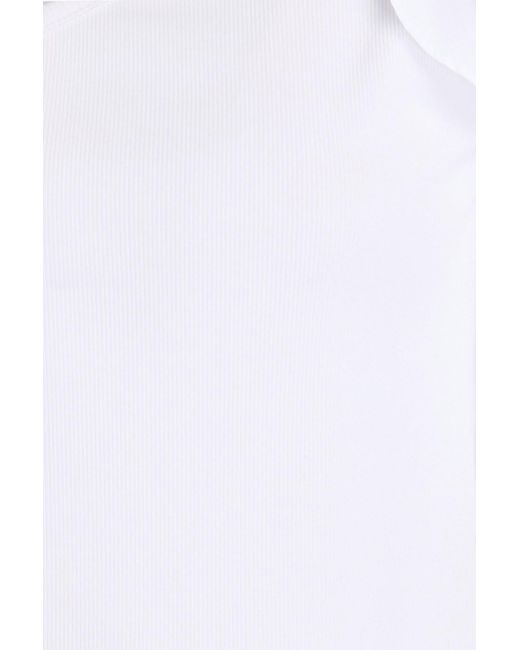 Veronica Beard White Diantha One-shoulder Ruffled Stretch-pima Cotton-jersey Top