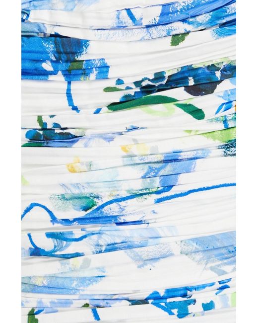 Aje. Blue Marlene oberteil aus baumwolle mit floralem print und falten