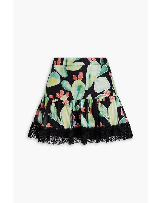 Charo Ruiz Green Vitoria Printed Cotton-blend Voile Mini Skirt