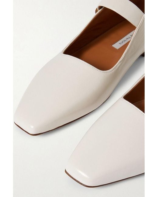Emme Parsons White Tramonto Glossed-Leather Mary Jane Ballet Flats
