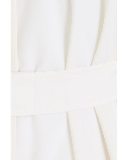 Max Mara White Corrida Belted Wool-Crepe Midi Shirt Dress