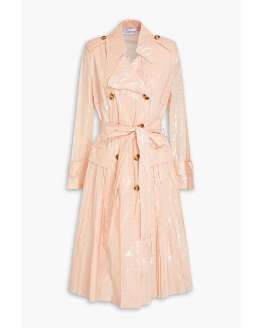 RED Valentino Natural Double-breasted Coated Point D'esprit Trench Coat