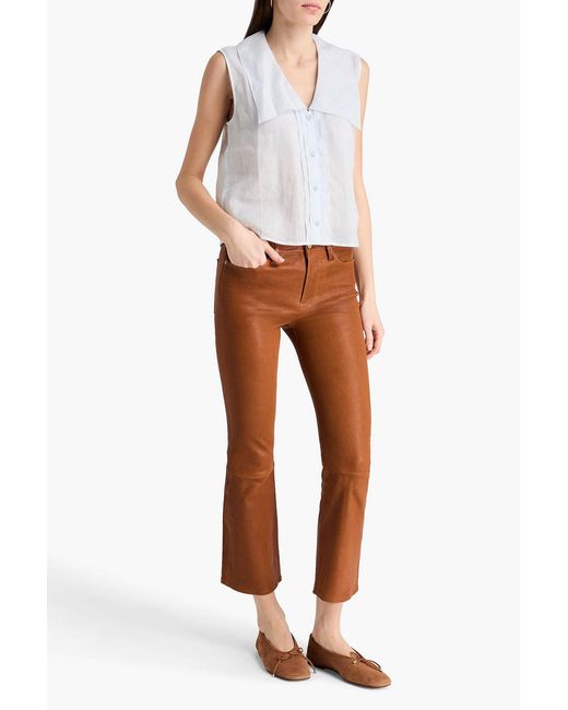 FRAME Brown Le Crop Mini Boot Cropped Leather Bootcut Pants