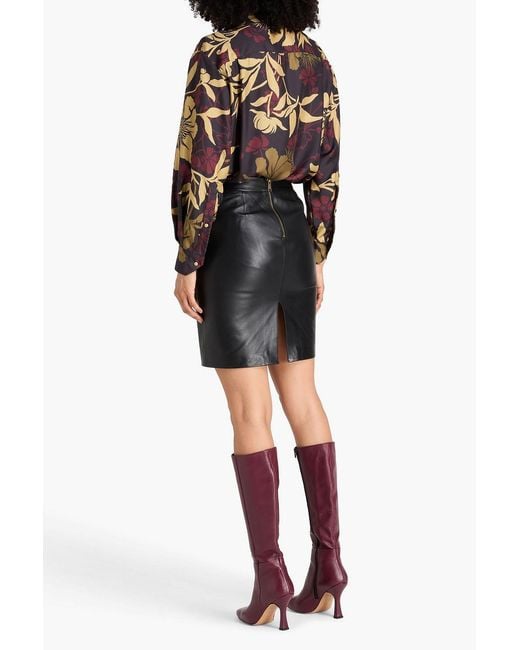 S.S.Daley Black Elspeth Pussy-bow Floral-print Silk-twill Shirt
