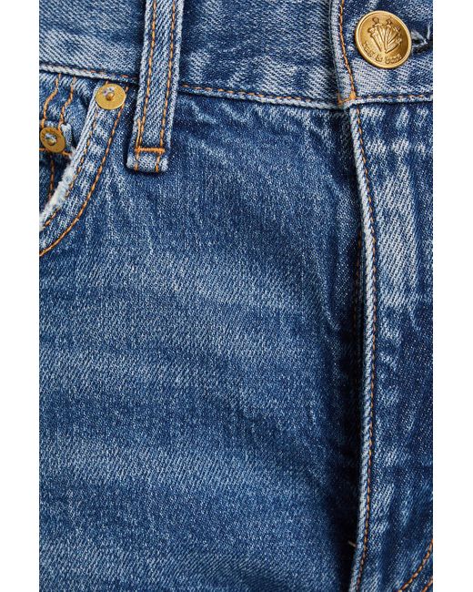 Rag & Bone Blue Cropped High-rise Straight-leg Jeans