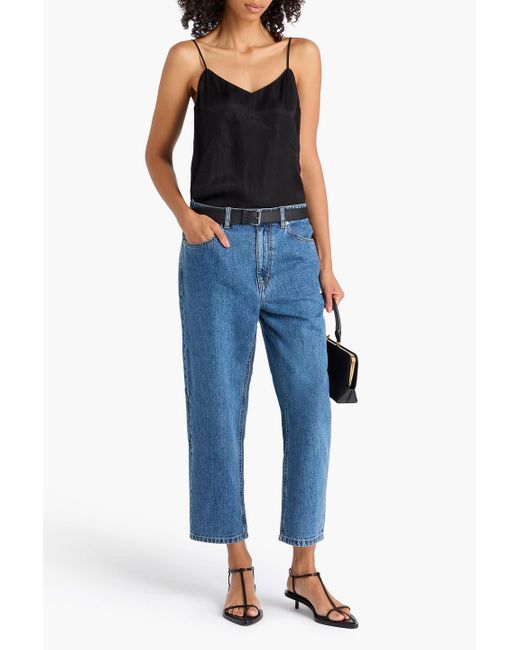 Tibi Black Crinkled Satin Camisole