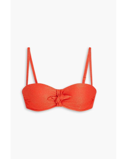 Heidi Klein Red Knotted Metallic Underwi Bikini Top