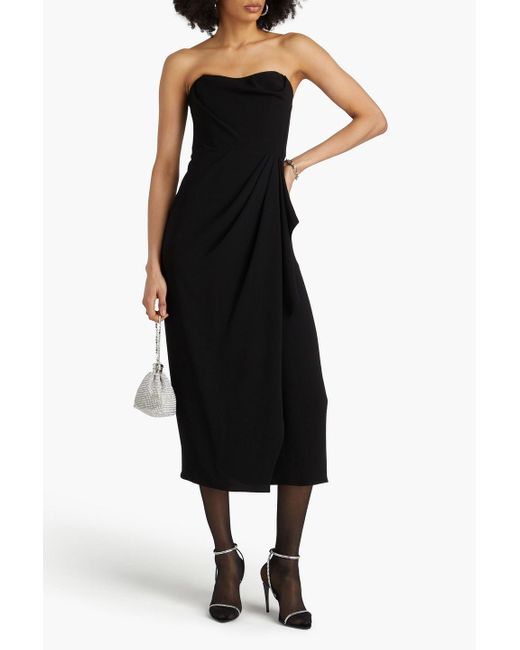 Jonathan Simkhai Black Keelan Strapless Wrap-effect Crepe Midi Dress