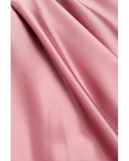 Costarellos Pink Drapierte neckholder-robe aus glänzendem crêpe