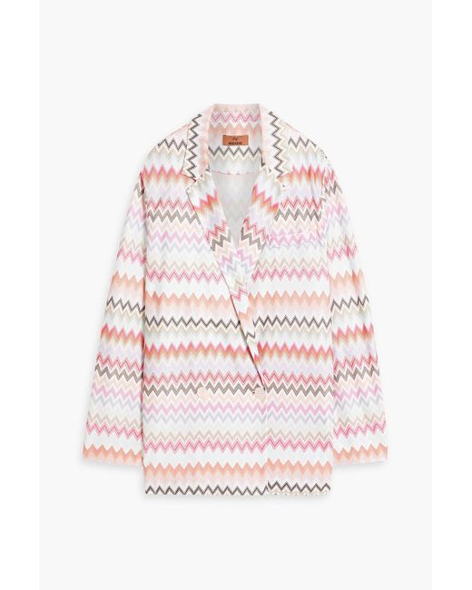 Missoni Pink Crochet-knit Cotton-blend Blazer
