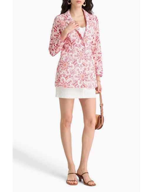 Charo Ruiz Pink Kora Broderie Anglaise Cotton-Blend Blazer