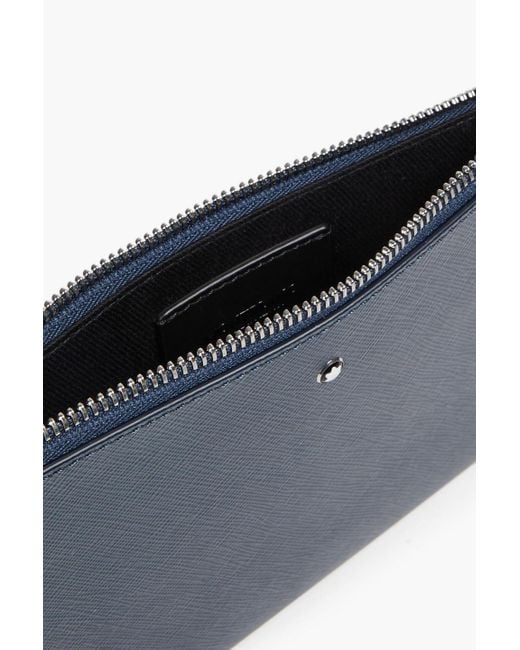 Montblanc Blue Textured-leather Pouch for men