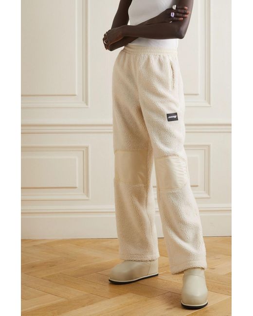 ROTATE BIRGER CHRISTENSEN Natural Sunday Appliquéd Shell-trimmed Faux Shearling Sweatpants