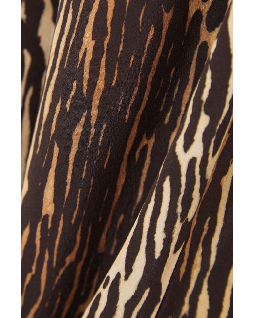 Rixo Brown Angelina midikleid aus beflocktem seiden-crêpe mit leopardenprint und cut-outs