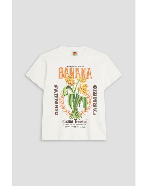 Farm Rio White Printed Cotton-Jersey T-Shirt