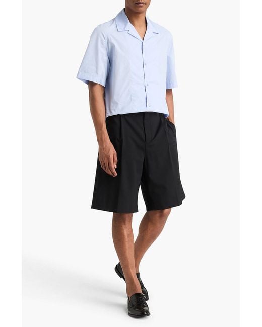 Jacquemus Black Pleated Wool-blend Twill Shorts for men