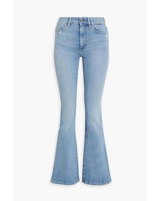 DL1961 Blue Bridget Distressed High-rise Bootcut Jeans