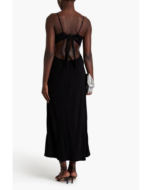 Ba&sh Black Ninon slip dress in midilänge aus cady mit einsätzen und rückenausschnitt