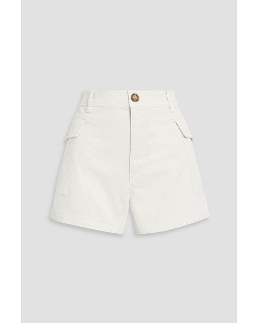 FRAME White Cotton-blend Twill Shorts