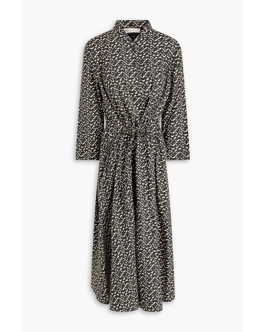 Tory Burch Gray Printed Cotton-poplin Maxi Shirt Dress