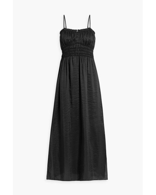 FRAME Black Ramie And Silk-blend Jacquard Maxi Slip Dress