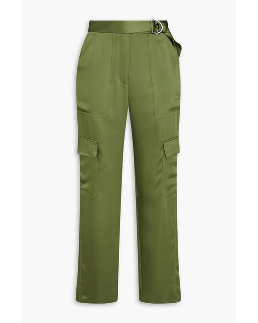 Jonathan Simkhai Green Carolina Satin-Crepe Cargo Pants