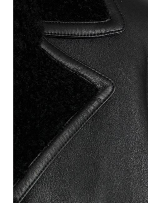 Theory Black Reversible Double-Breasted Shearling Jacket