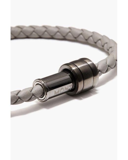 Montblanc Gray Braided Leather Bracelet for men