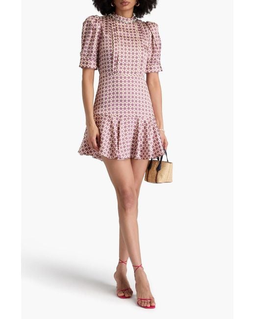Sandro Crystal-Embellished Printed Satin Mini Dress in Pink | Lyst Canada
