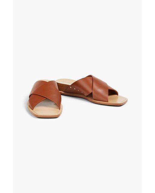 Fabiana Filippi Brown Studded Leather Mules