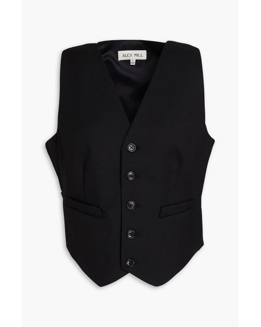 Alex Mill Black Wool-blend Gabardine Vest