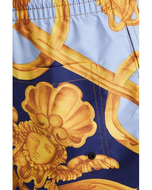 Versace Blue Mid-length Printed Swim Shorts for men