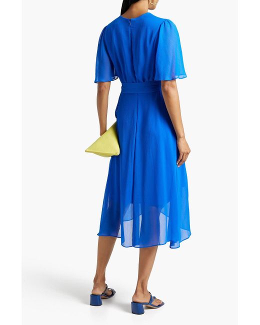 DKNY Blue Wrap-effect Crepon Dress