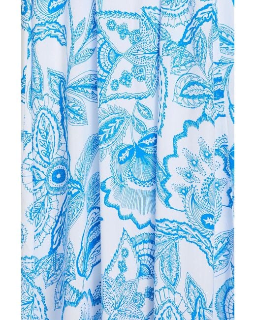 Melissa Odabash Blue Arabella bedrucktes maxikleid aus voile mit cut-outs
