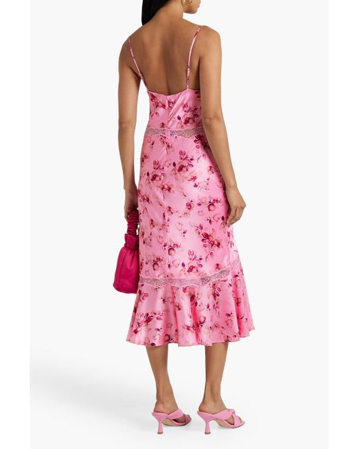 Cami NYC Pink Florentina Floral-print Silk-satin Midi Dress